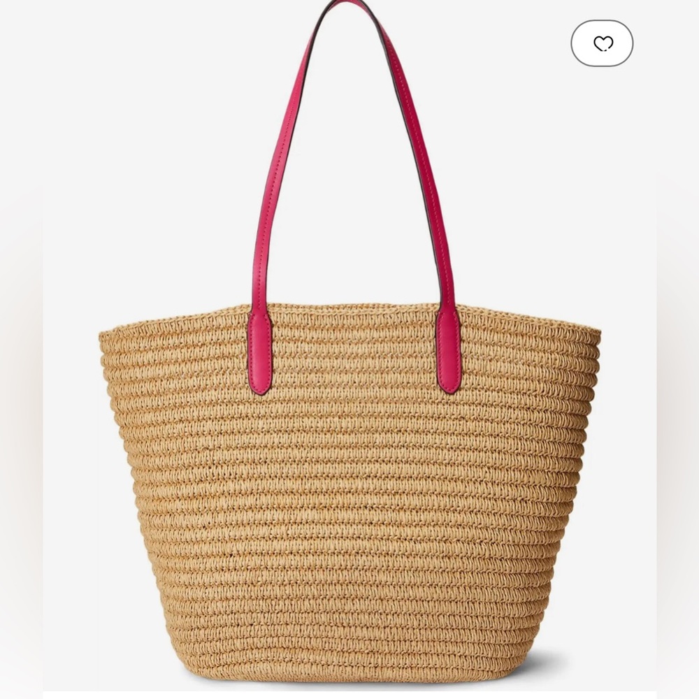 NWT Ralph Lauren Brie Tote Neutral Hot Pink Trim Designer Bag Gift Mother’s Day - Picture 5 of 11